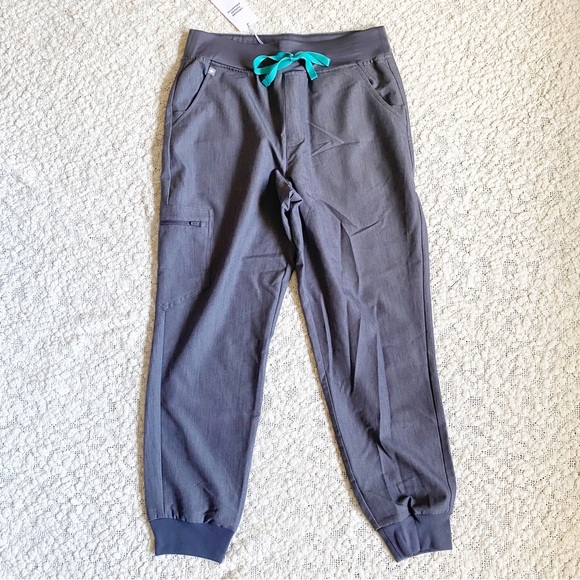 Figs Pants - Figs High Waisted Zamora Jogger Scrub Pants, Graphite, Petite Medium, NEW
